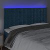 vidaXL Cabeceira cama c/ luzes LED veludo 200x5x118/128cm azul-escuro
