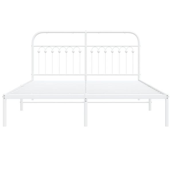 vidaXL Estrutura de cama com cabeceira 160x200 cm metal branco