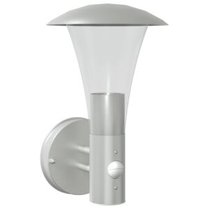 vidaXL Candeeiro de parede exterior com sensor a&ccedil;o inoxid&aacute;vel prateado