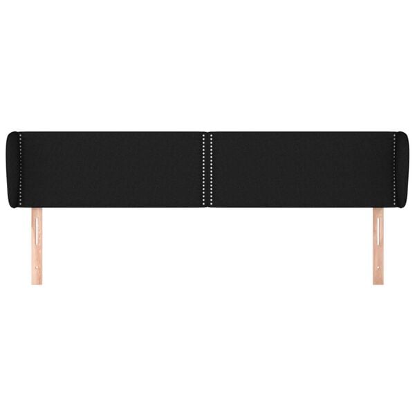 vidaXL Cabeceira de cama c/ abas tecido 183x23x78/88 cm preto