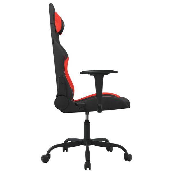 vidaXL Cadeira de gaming tecido preto e vermelho