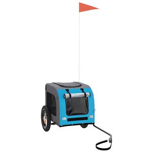 vidaXL Reboque bicicleta p/ animais tecido oxford/ferro azul/cinza