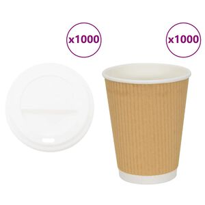 vidaXL Copos de caf&eacute; de papel com tampas 1000 pcs 12oz 300ml