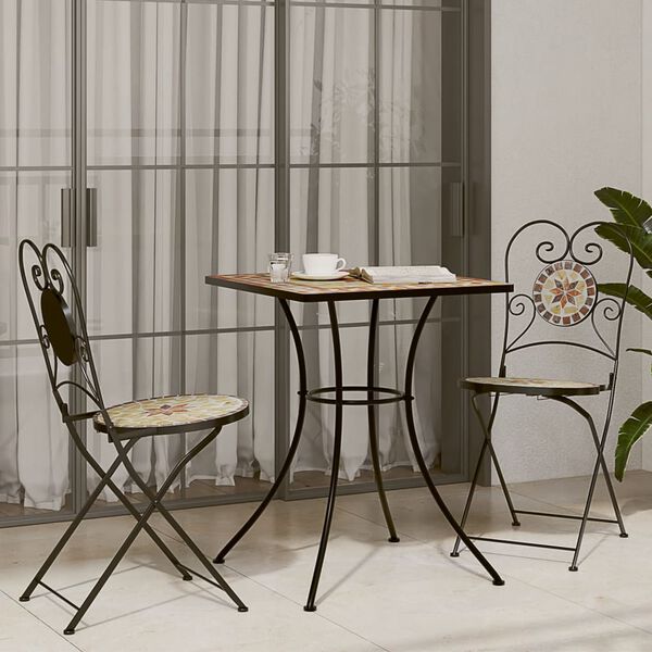 vidaXL Mesa de bistrô em mosaico 60x60x74 cm cerâmica terracota