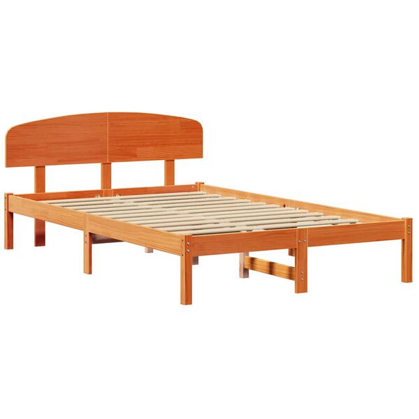 vidaXL Estrutura da Cama com cabeceira Marrom Cera 120 x 200 cm