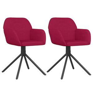 vidaXL Cadeiras de jantar girat&oacute;rias 2 pcs veludo vermelho tinto