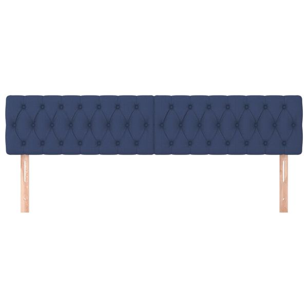 vidaXL Cabeceira de cama 2 pcs tecido 90x7x78/88 cm azul