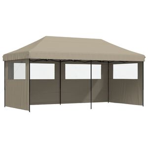 vidaXL Tenda de Festa Taupe com Estrutura Preta Tecido Oxford