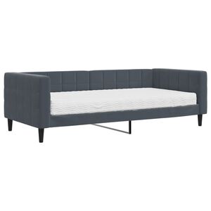 vidaXL Sof&aacute;-cama com colch&atilde;o 90x200 cm veludo cinzento-escuro