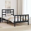 vidaXL Estrutura de cama com cabeceira 100x200 cm madeira maci&ccedil;a preto