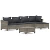 vidaXL 6 pcs conjunto lounge de jardim c/ almofad&otilde;es vime PE cinzento