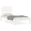 vidaXL Estrutura cama de solteiro c/ cabeceira madeira maci&ccedil;a branco