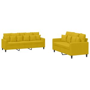 vidaXL 2 pcs conjunto de sof&aacute;s com almofad&otilde;es veludo amarelo