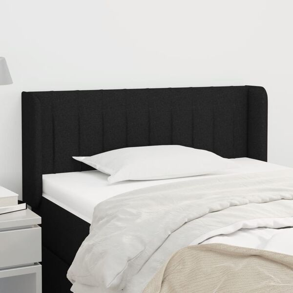 vidaXL Cabeceira de cama c/ abas tecido 93x16x78/88 cm preto