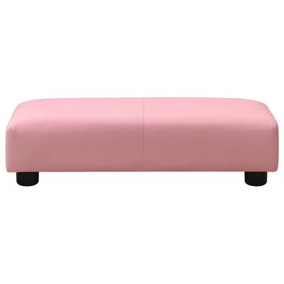 vidaXL Sofá infantil com banco couro artificial rosa