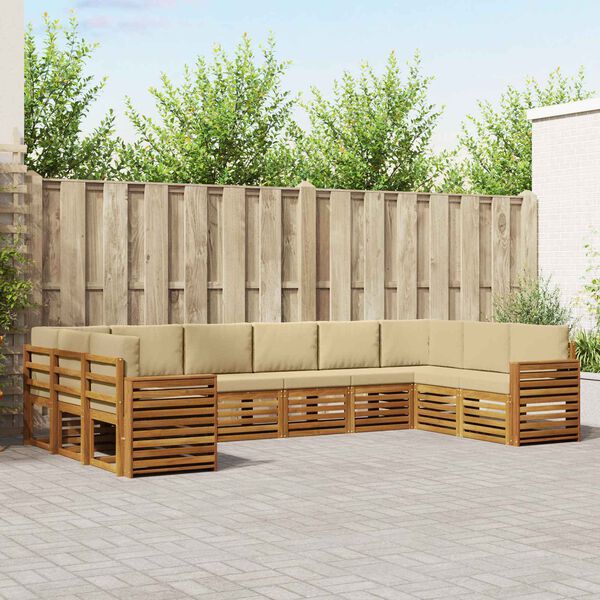 vidaXL Conjunto de Sof&aacute; Sectional com almofada 10 pcs Natural e Bege