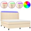 vidaXL Cama box spring c/ colch&atilde;o e LED 160x200 cm tecido cor creme