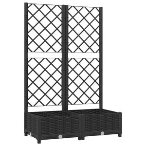 vidaXL Vaso de jardim com treli&ccedil;a preto 80x40x121,5 cm PP