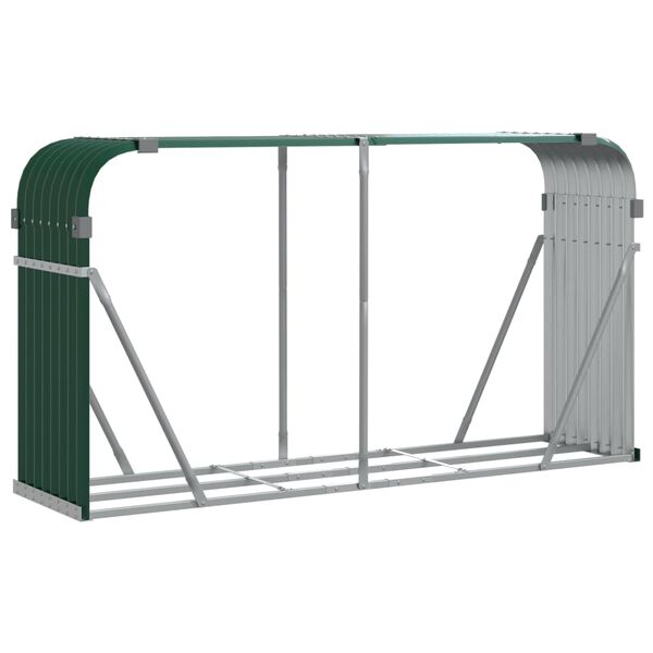 vidaXL Suporte de lenha 234x45x100 cm aço galvanizado verde