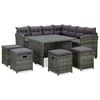 vidaXL 6 pcs conjunto lounge de jardim c/ almofad&otilde;es vime PE cinzento