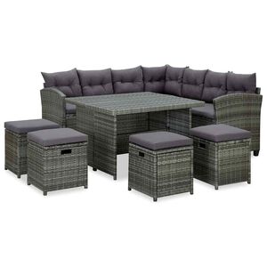 vidaXL 6 pcs conjunto lounge de jardim c/ almofad&otilde;es vime PE cinzento