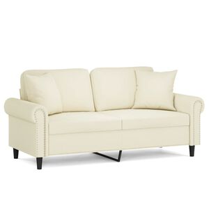 vidaXL Sof&aacute; 2 lugares c/ almofadas decorativas 140 cm veludo creme