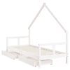 vidaXL Estrutura cama infantil c/ gavetas 80x200cm pinho maci&ccedil;o branco