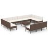 vidaXL 14 pcs conjunto lounge jardim c/ almofad&otilde;es vime PE castanho