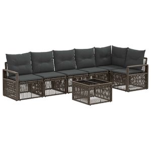 vidaXL Conjunto de Sof&aacute; de Jardim 7 unid. Cinzento vime PE