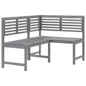 vidaXL Banco de canto p/ jardim 140 cm madeira ac&aacute;cia maci&ccedil;a cinzento