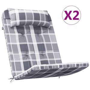 vidaXL Almofad&otilde;es cadeira adirondack 2 pcs tecido oxford xadrez cinza