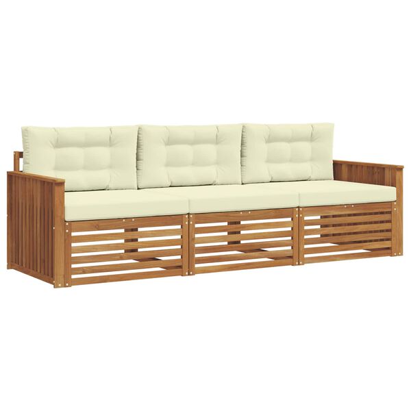 vidaXL Conjunto de Sof&aacute;s para Exterior 3 pcs Natural e Creme