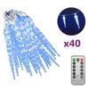 vidaXL Luz Natal pingente gelo 40 pcs controlo remoto acr&iacute;lico azul