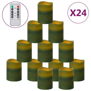 vidaXL Velas LED sem chama 24 pcs c/ controlo remoto branco quente