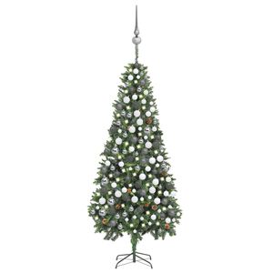 vidaXL &Aacute;rvore Natal artificial pr&eacute;-iluminada c/ bolas e pinhas 210 cm