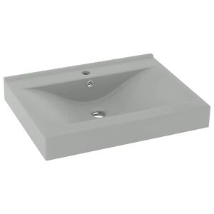 vidaXL Lavat&oacute;rio c/orif&iacute;cio torneira 60x46cm cer&acirc;mica cinza-claro mate