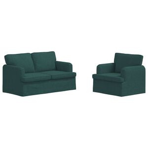 vidaXL Conjunto de Sof&aacute;s 2 unid. Verde Escuro tecido