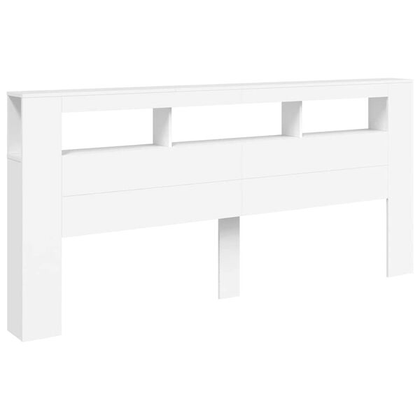 vidaXL Cabeceira cama c/ LEDs 220x18,5x103,5 cm deriv. madeira branco