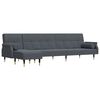vidaXL Sof&aacute;-cama em forma de L 271x140x70 cm veludo cinzento-escuro