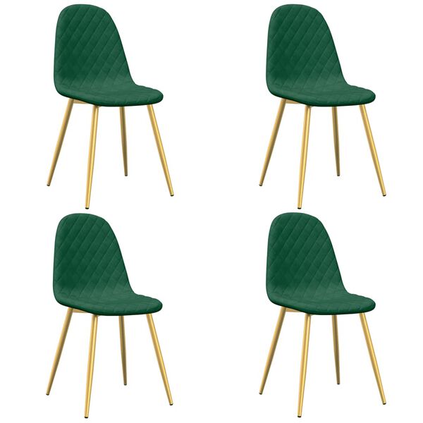 vidaXL Cadeiras de jantar 4 pcs veludo verde-escuro