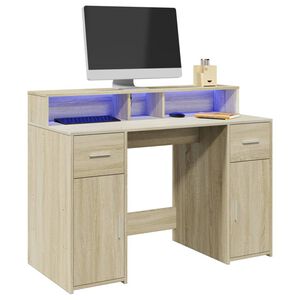 vidaXL Secret&aacute;ria luzes LED 120x55x91cm deriv. madeira carvalho sonoma