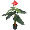 vidaXL Planta ant&uacute;rio artificial com vaso 90 cm vermelho e amarelo