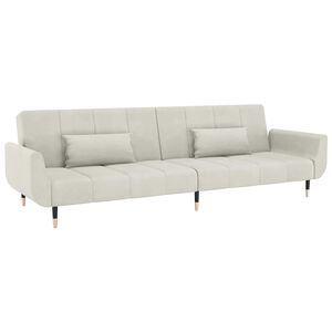vidaXL Sof&aacute;-cama 2 lugares com duas almofadas veludo cor creme