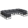 vidaXL Conjunto de Sof&aacute; de Jardim 9 unid. Preto Alum&iacute;nio