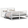 vidaXL Estrutura de cama c/ cabeceira 150x200 cm pinho maci&ccedil;o branco