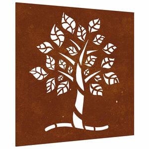 vidaXL Decora&ccedil;&atilde;o p/ muro de jardim 55x55 cm a&ccedil;o corten design &aacute;rvore