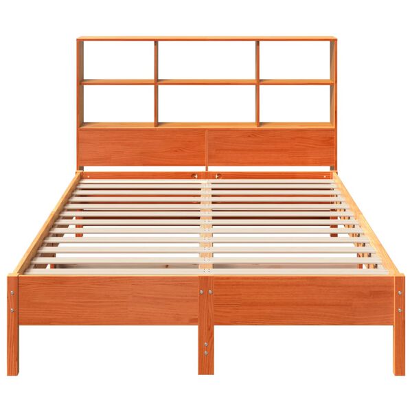 vidaXL Cama com estante sem colch&atilde;o 135x190 cm pinho maci&ccedil;o
