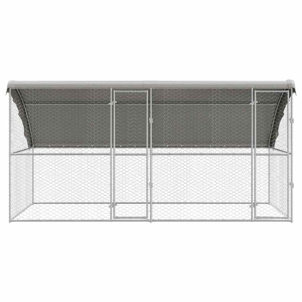 vidaXL Canil de Cachorro 2 pcs Prateado 4 x 2 x 2 m A&ccedil;o