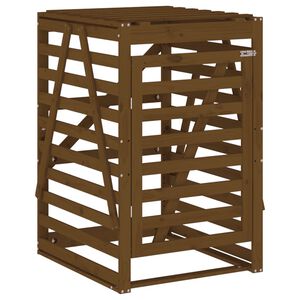 vidaXL Abrigo p/ caixote lixo 84x90x128,5 cm pinho maci&ccedil;o castanho-mel