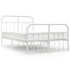 vidaXL Estrutura de cama com cabeceira e p&eacute;s 120x190 cm metal branco